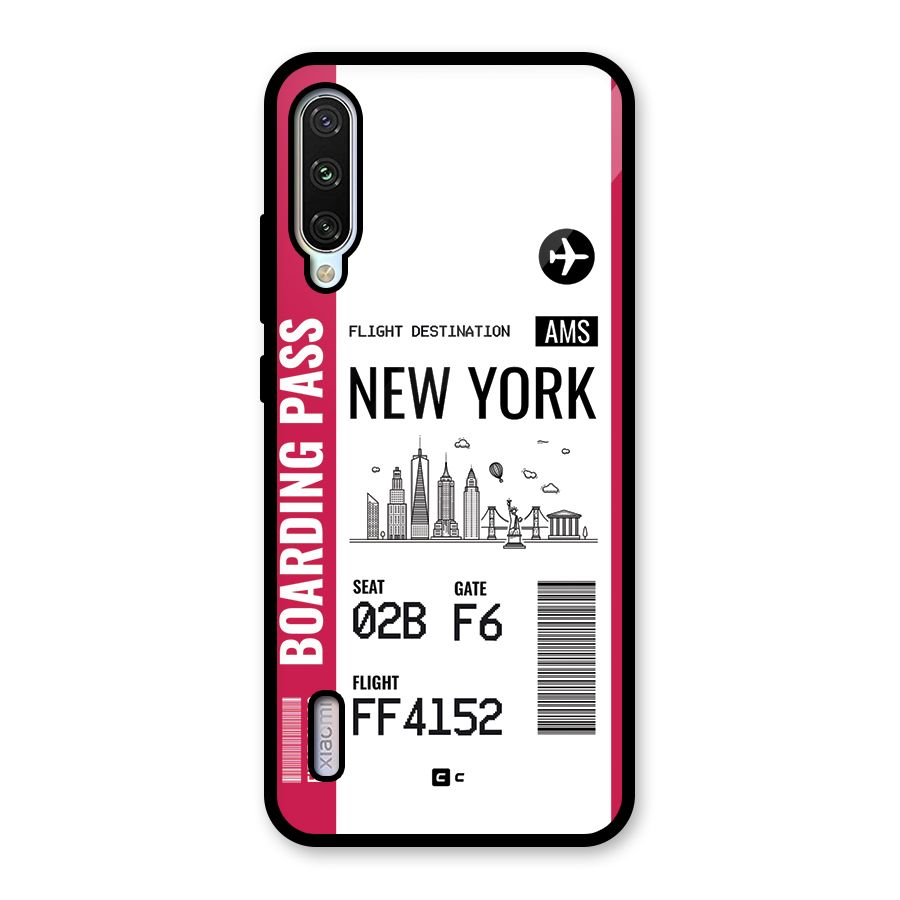 New York Boarding Pass Glass Back Case for Mi A3