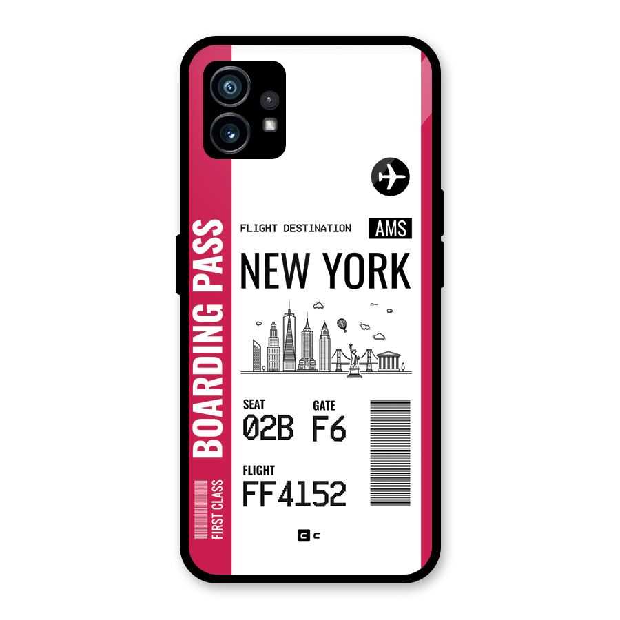 New York Boarding Pass Glass Back Case for Nothing Phone 1