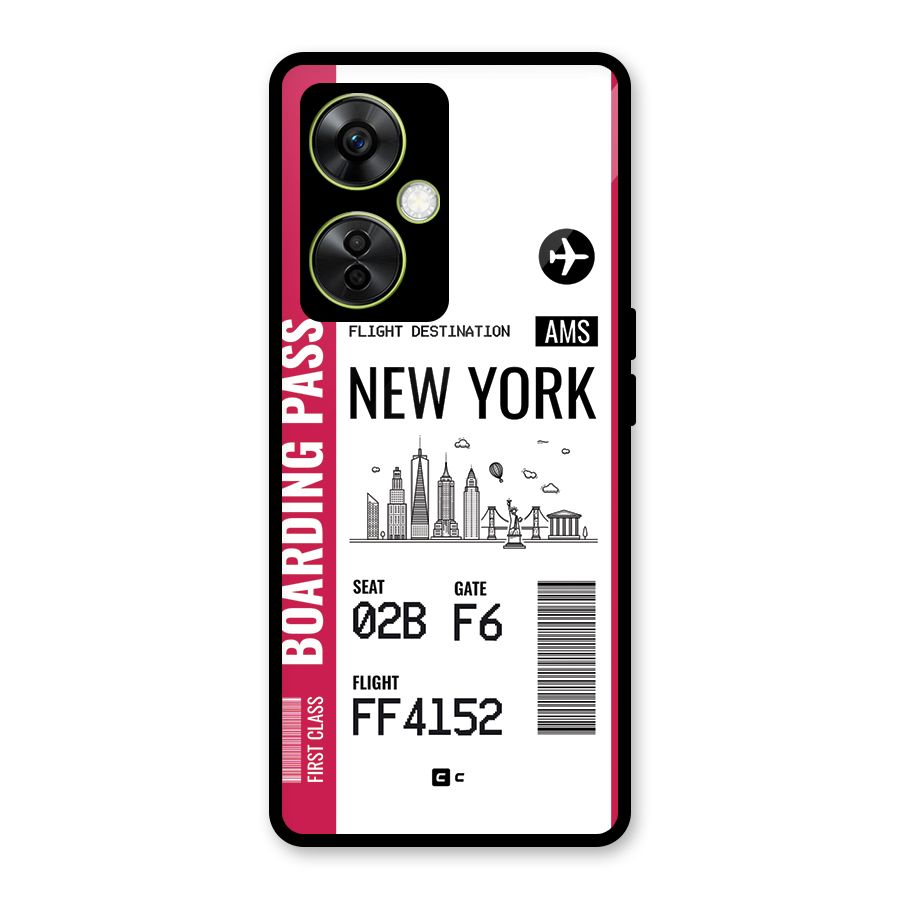 New York Boarding Pass Glass Back Case for OnePlus Nord CE 3 Lite