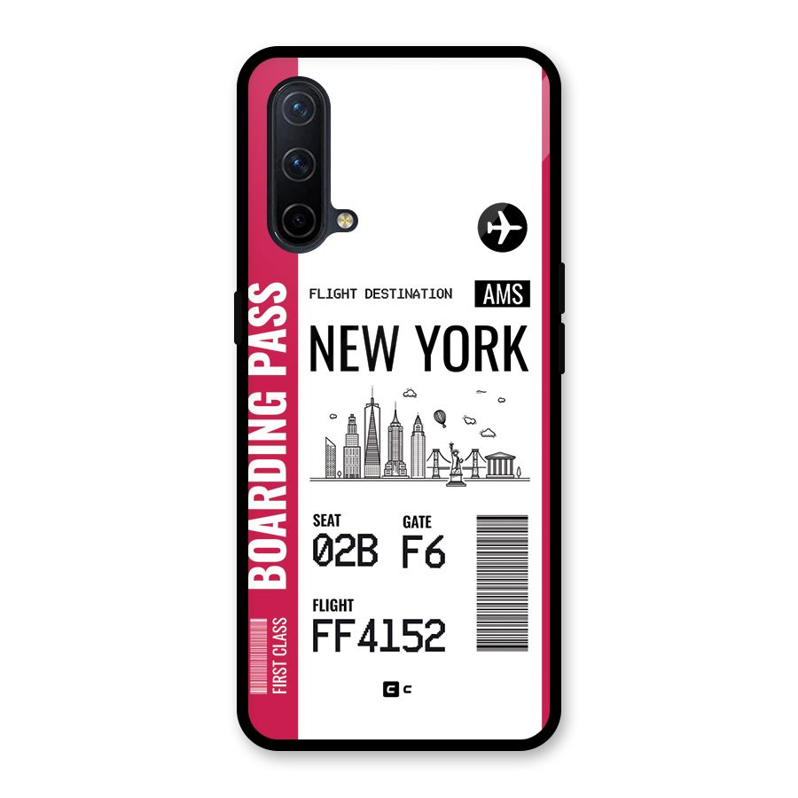 New York Boarding Pass Glass Back Case for OnePlus Nord CE 5G