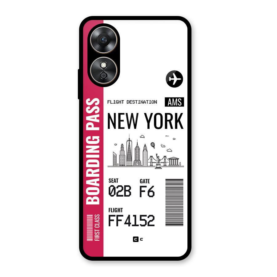 New York Boarding Pass Glass Back Case for Oppo A17
