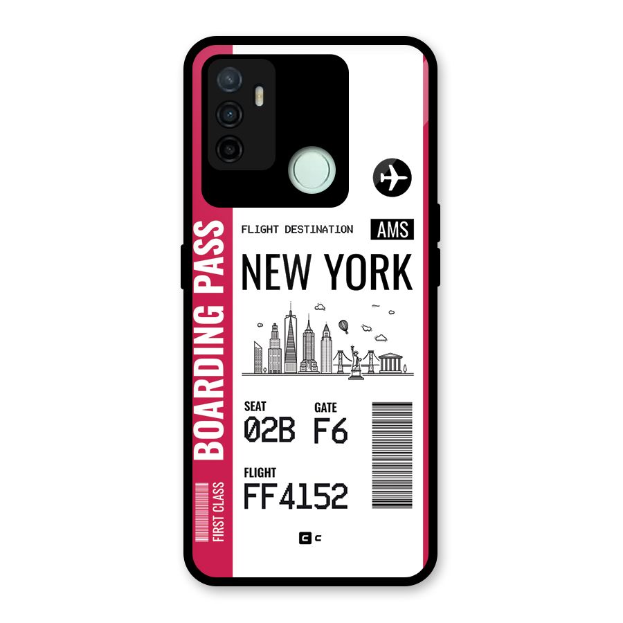 New York Boarding Pass Glass Back Case for Oppo A53