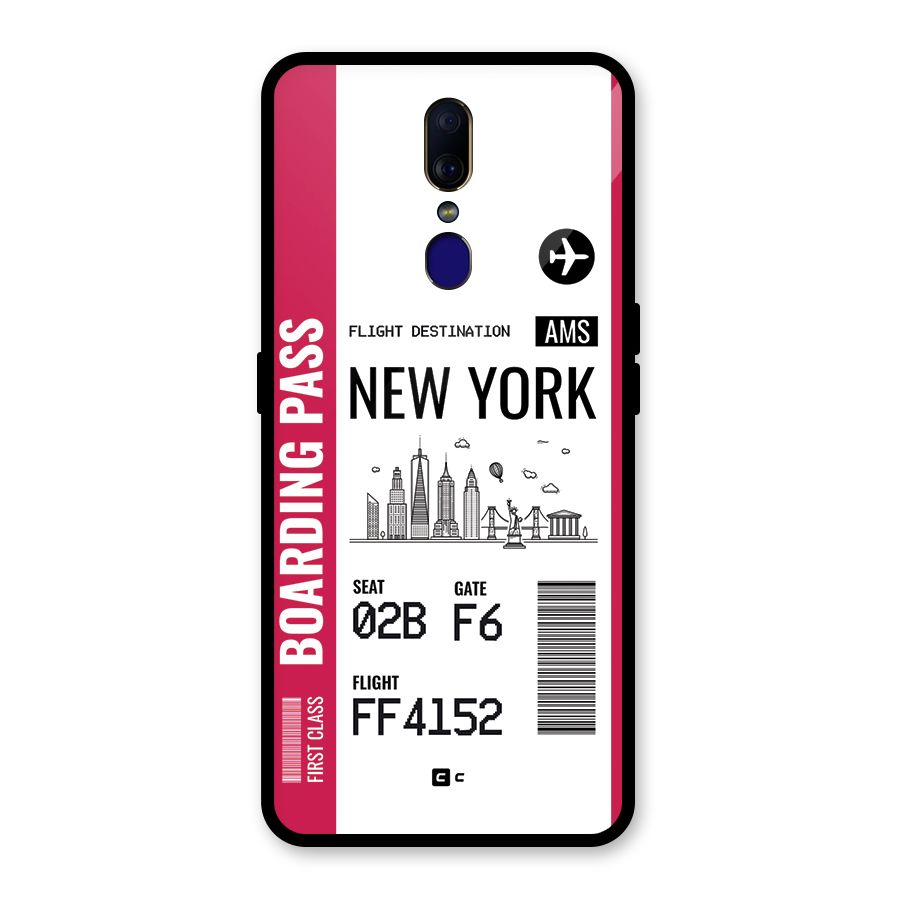 New York Boarding Pass Glass Back Case for Oppo F11