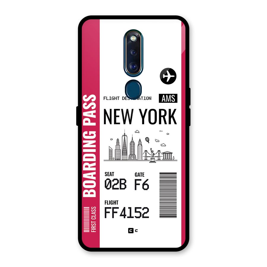 New York Boarding Pass Glass Back Case for Oppo F11 Pro