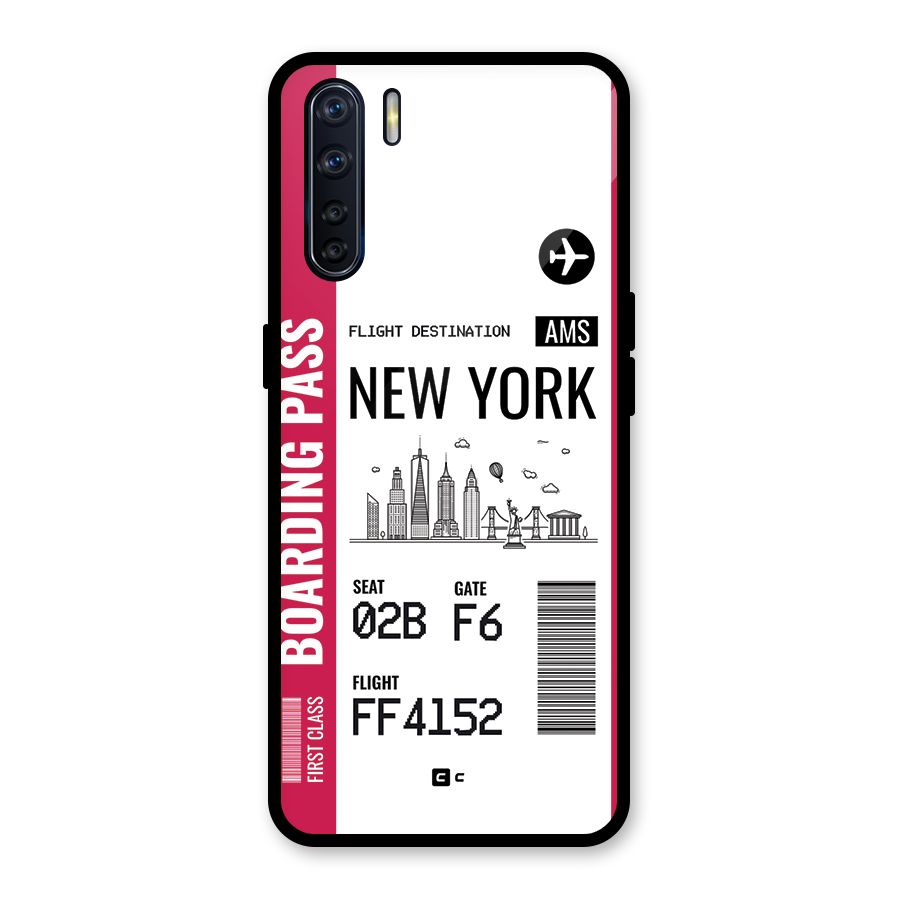 New York Boarding Pass Glass Back Case for Oppo F15