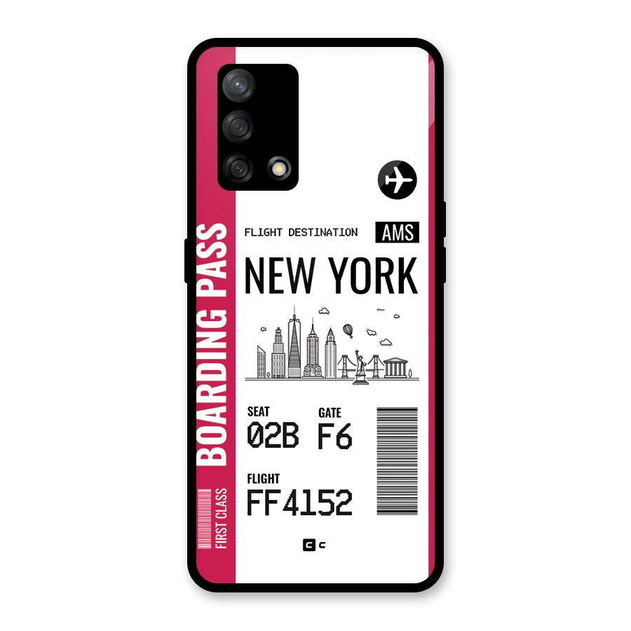 New York Boarding Pass Glass Back Case for Oppo F19