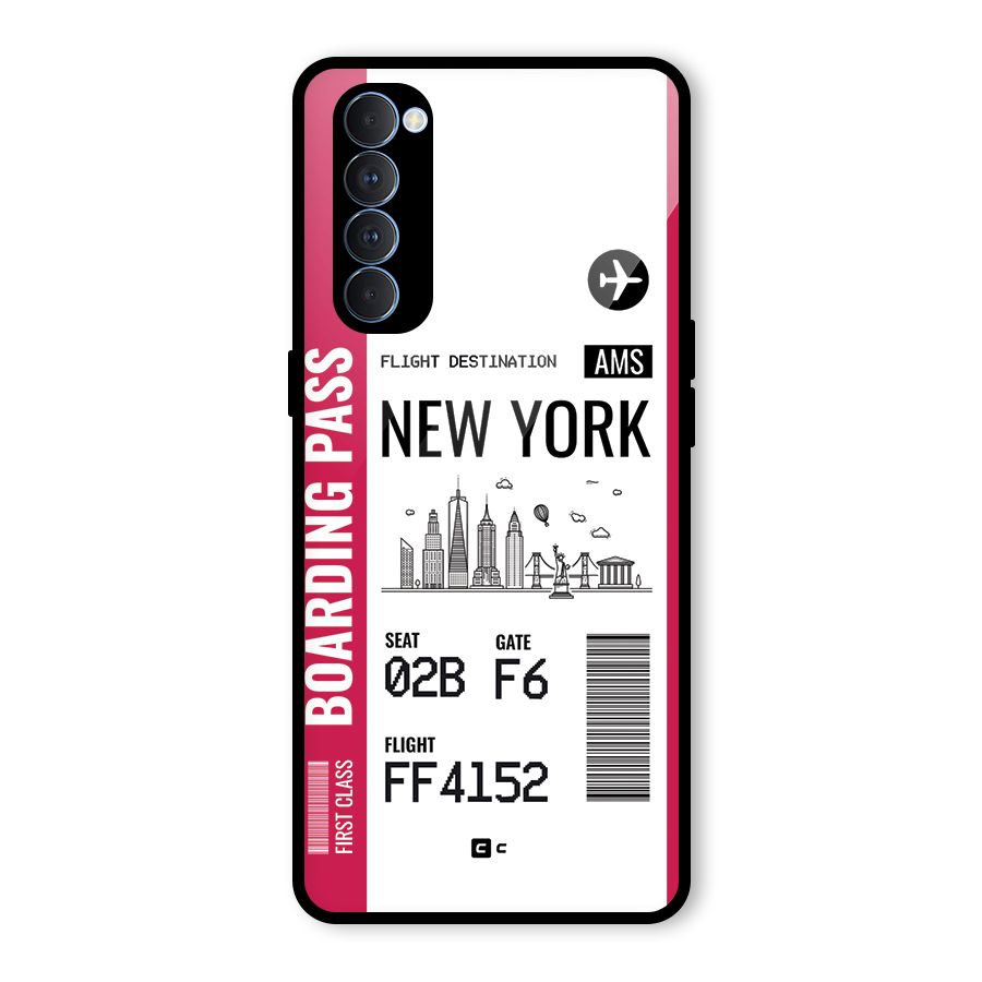 New York Boarding Pass Glass Back Case for Oppo Reno4 Pro