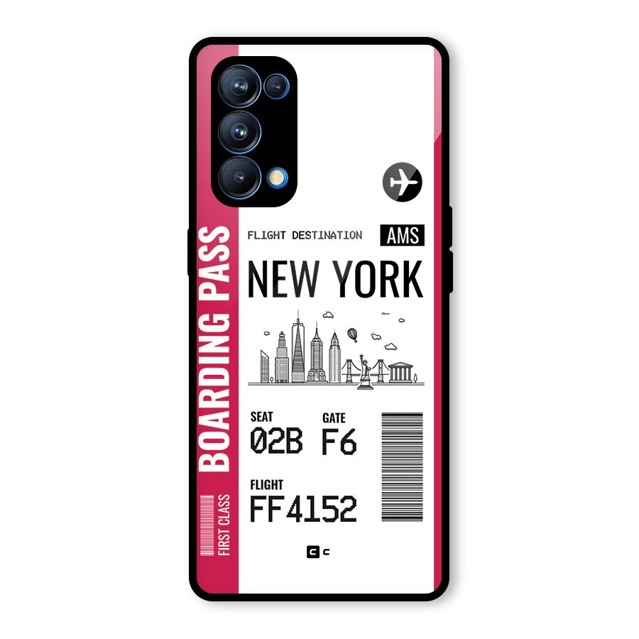 New York Boarding Pass Glass Back Case for Oppo Reno5 Pro 5G
