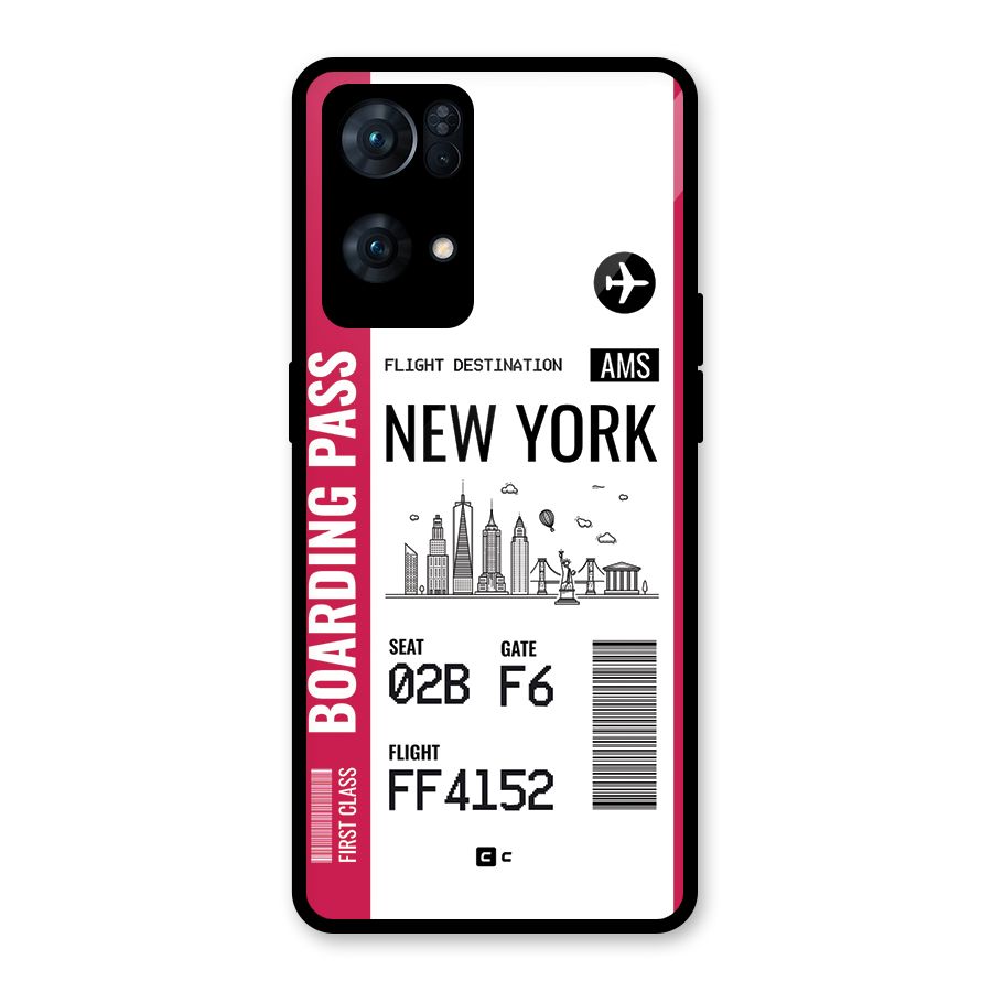 New York Boarding Pass Glass Back Case for Oppo Reno7 Pro 5G