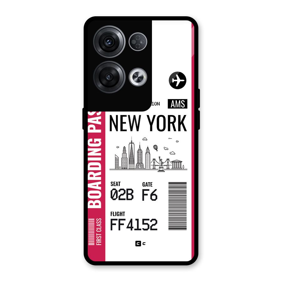 New York Boarding Pass Glass Back Case for Oppo Reno8 Pro 5G