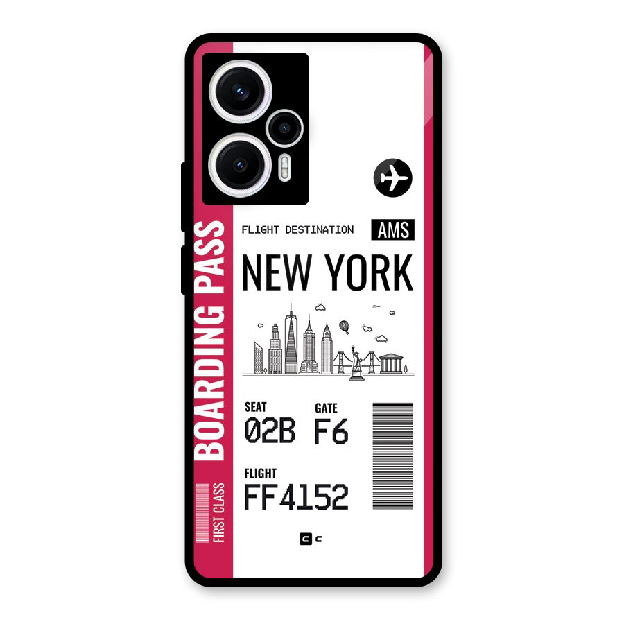 New York Boarding Pass Glass Back Case for Poco F5