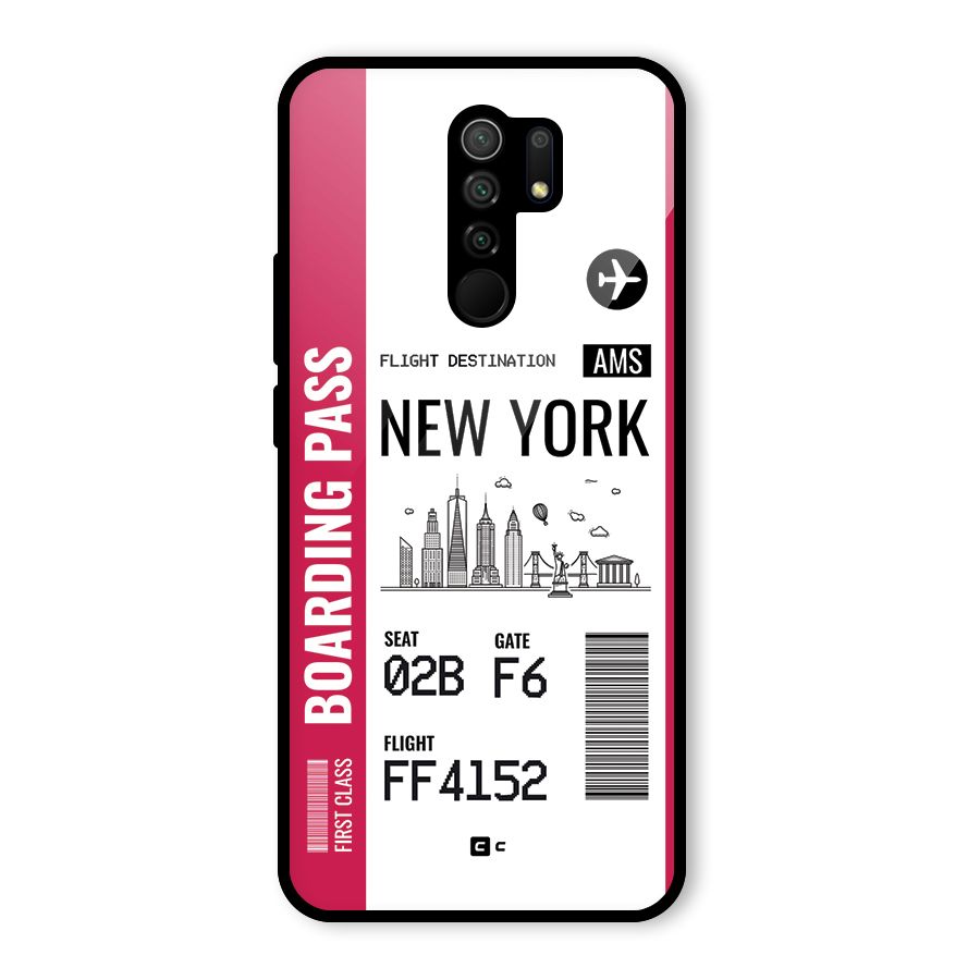 New York Boarding Pass Glass Back Case for Poco M2