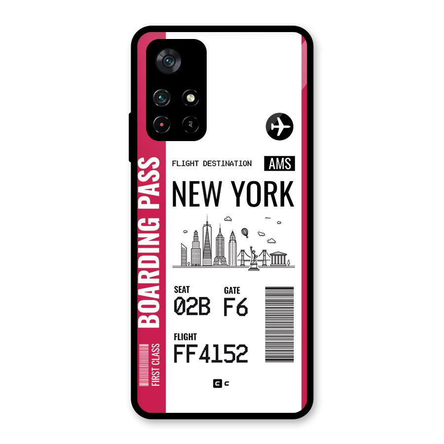 New York Boarding Pass Glass Back Case for Poco M4 Pro 5G