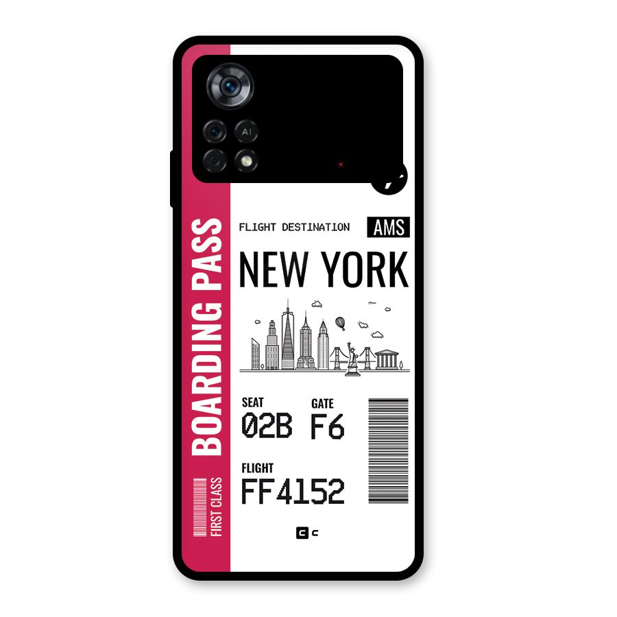 New York Boarding Pass Glass Back Case for Poco X4 Pro 5G