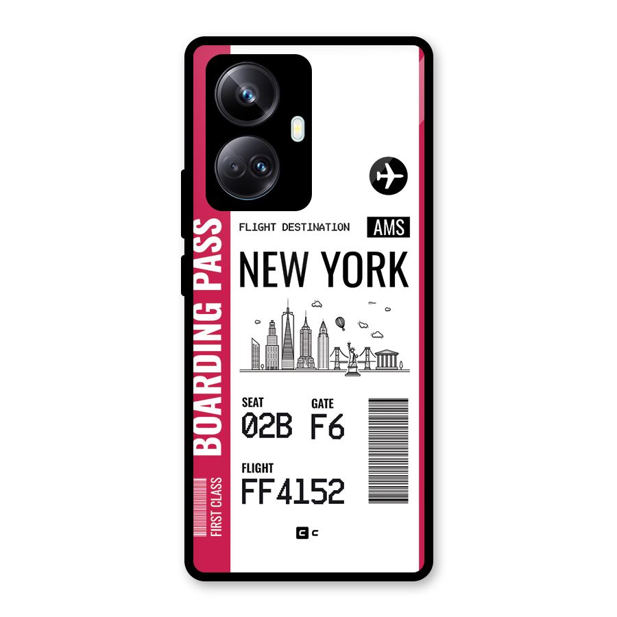 New York Boarding Pass Glass Back Case for Realme 10 Pro Plus