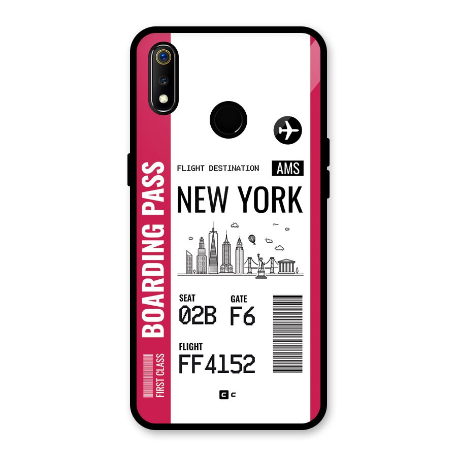 New York Boarding Pass Glass Back Case for Realme 3i