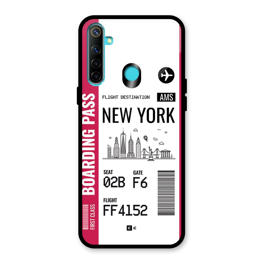 New York Boarding Pass Glass Back Case for Realme 5