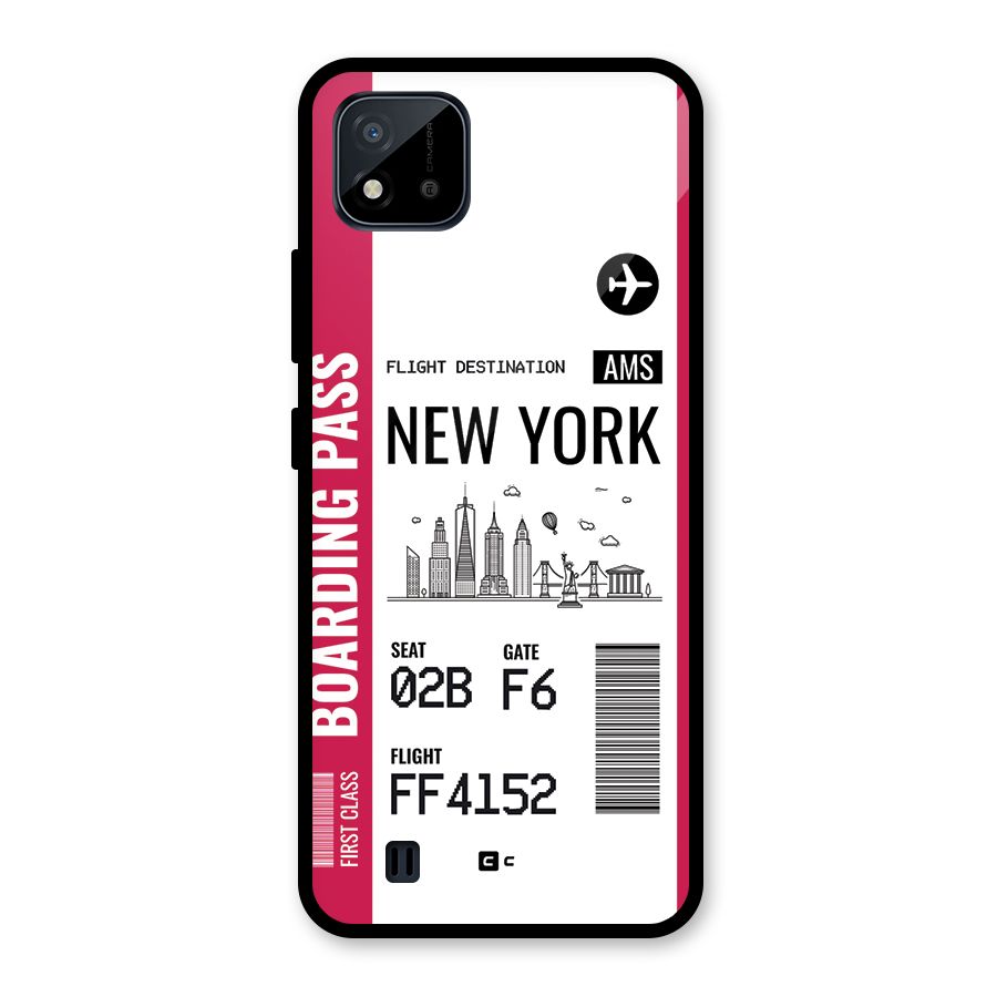 New York Boarding Pass Glass Back Case for Realme C11 2021