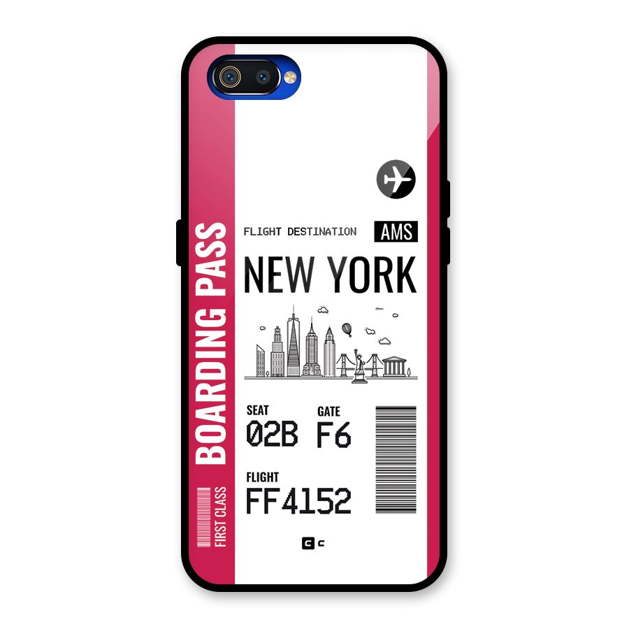 New York Boarding Pass Glass Back Case for Realme C2