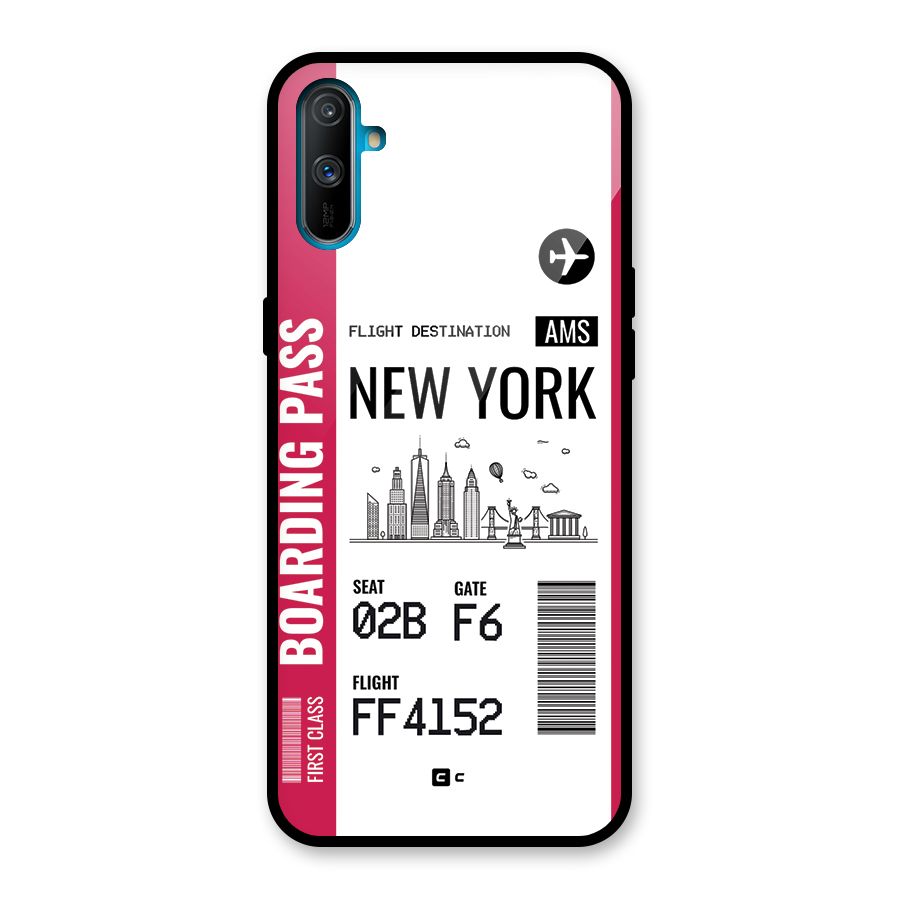 New York Boarding Pass Glass Back Case for Realme C3