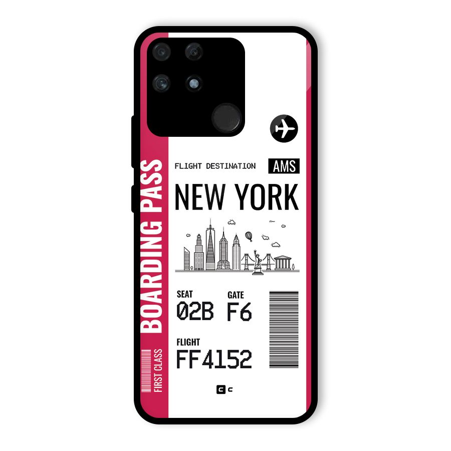 New York Boarding Pass Glass Back Case for Realme Narzo 50A