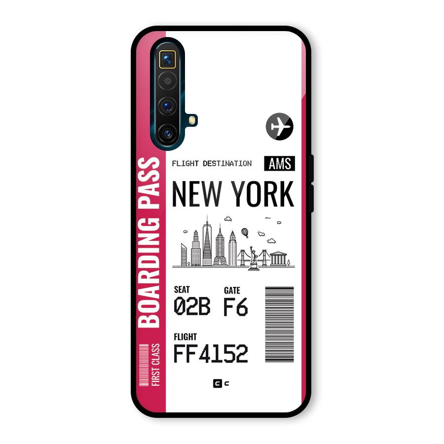 New York Boarding Pass Glass Back Case for Realme X3