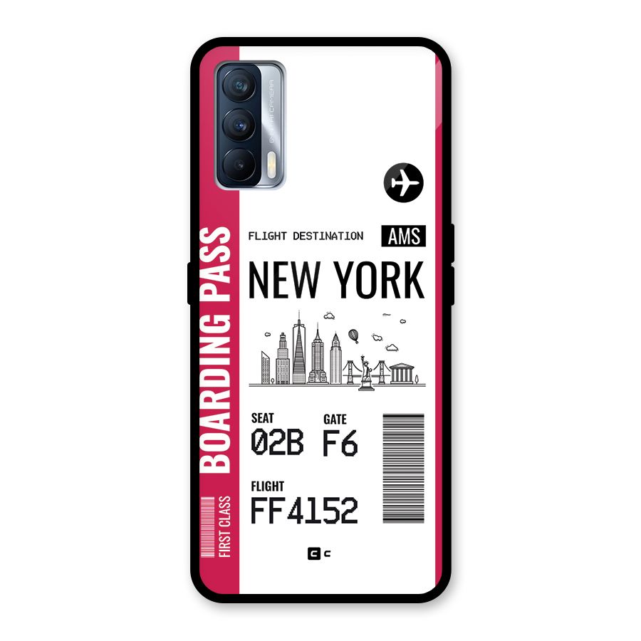 New York Boarding Pass Glass Back Case for Realme X7
