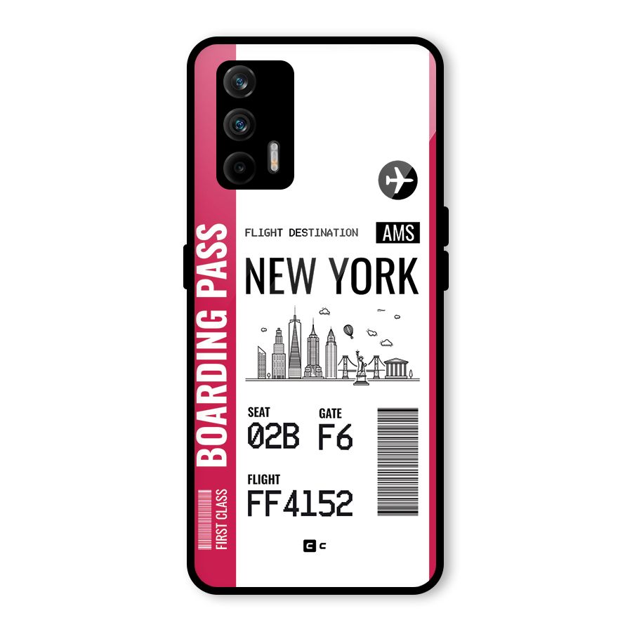 New York Boarding Pass Glass Back Case for Realme X7 Max