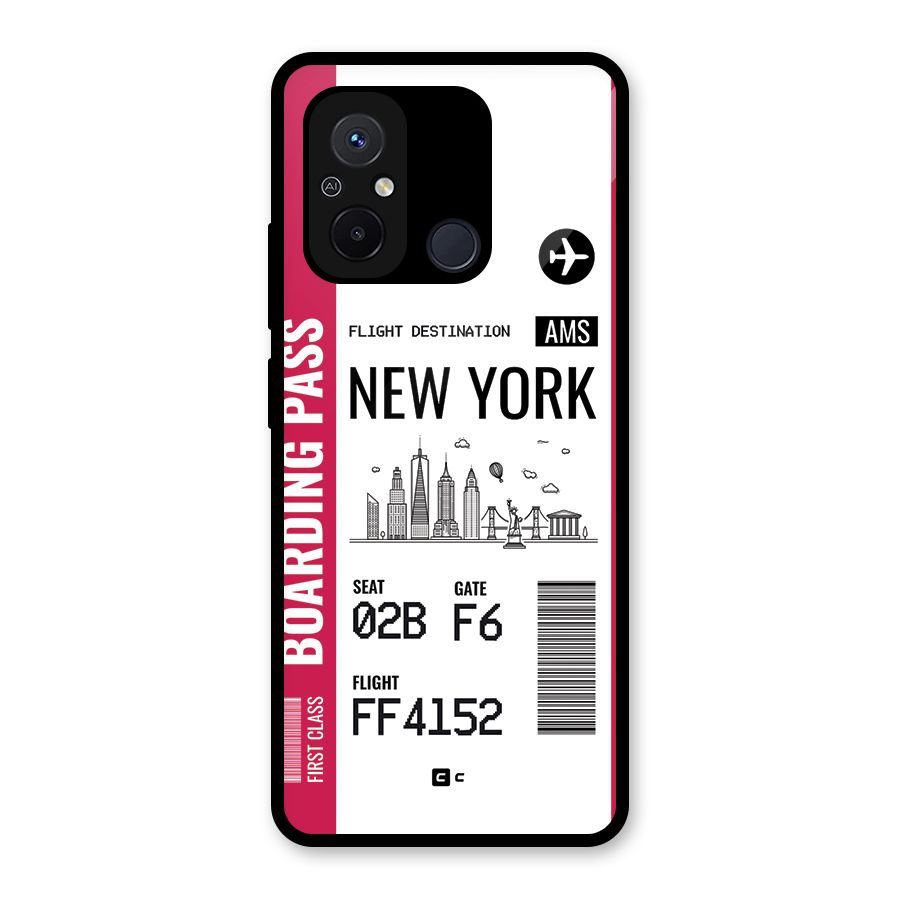 New York Boarding Pass Glass Back Case for Redmi 12C