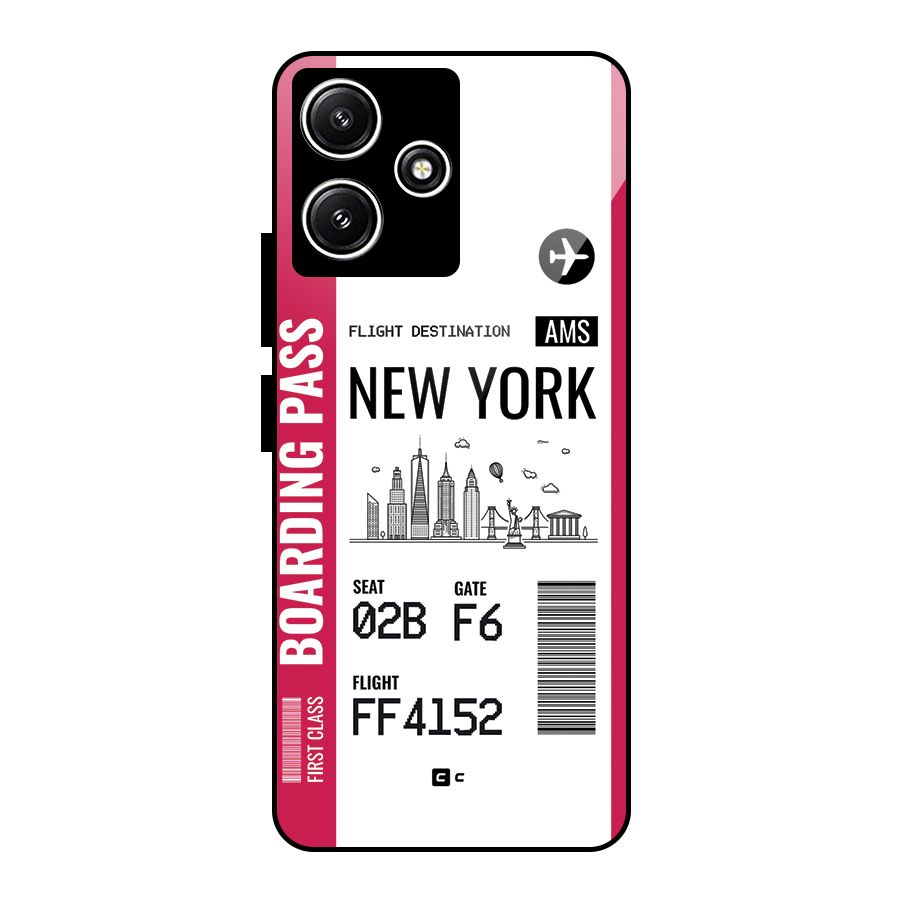 New York Boarding Pass Glass Back Case for Redmi 12 5G