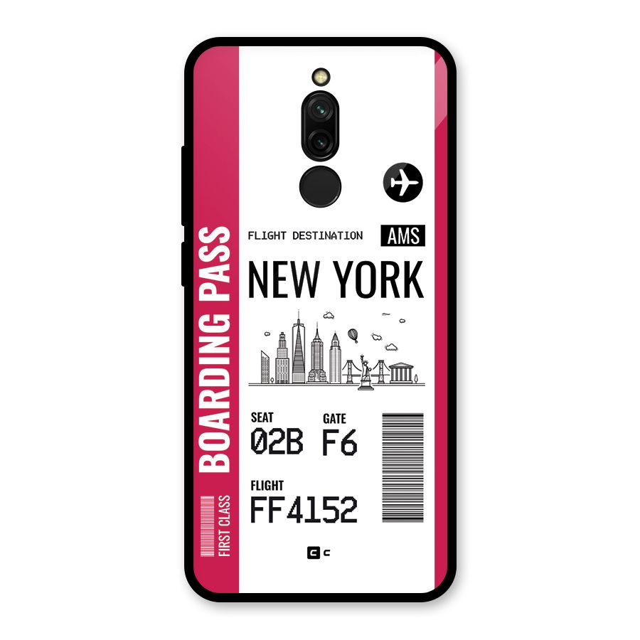 New York Boarding Pass Glass Back Case for Redmi 8