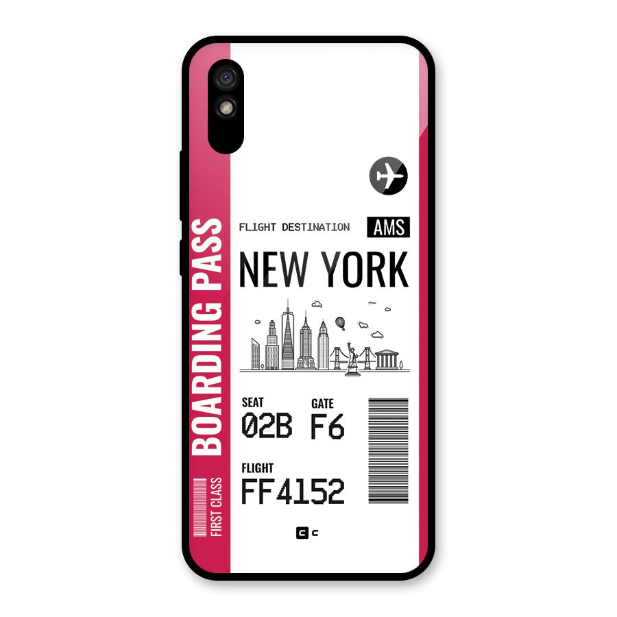 New York Boarding Pass Glass Back Case for Redmi 9A