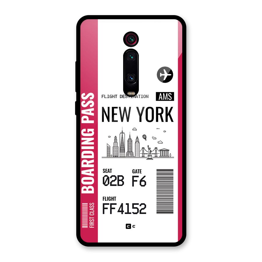 New York Boarding Pass Glass Back Case for Redmi K20