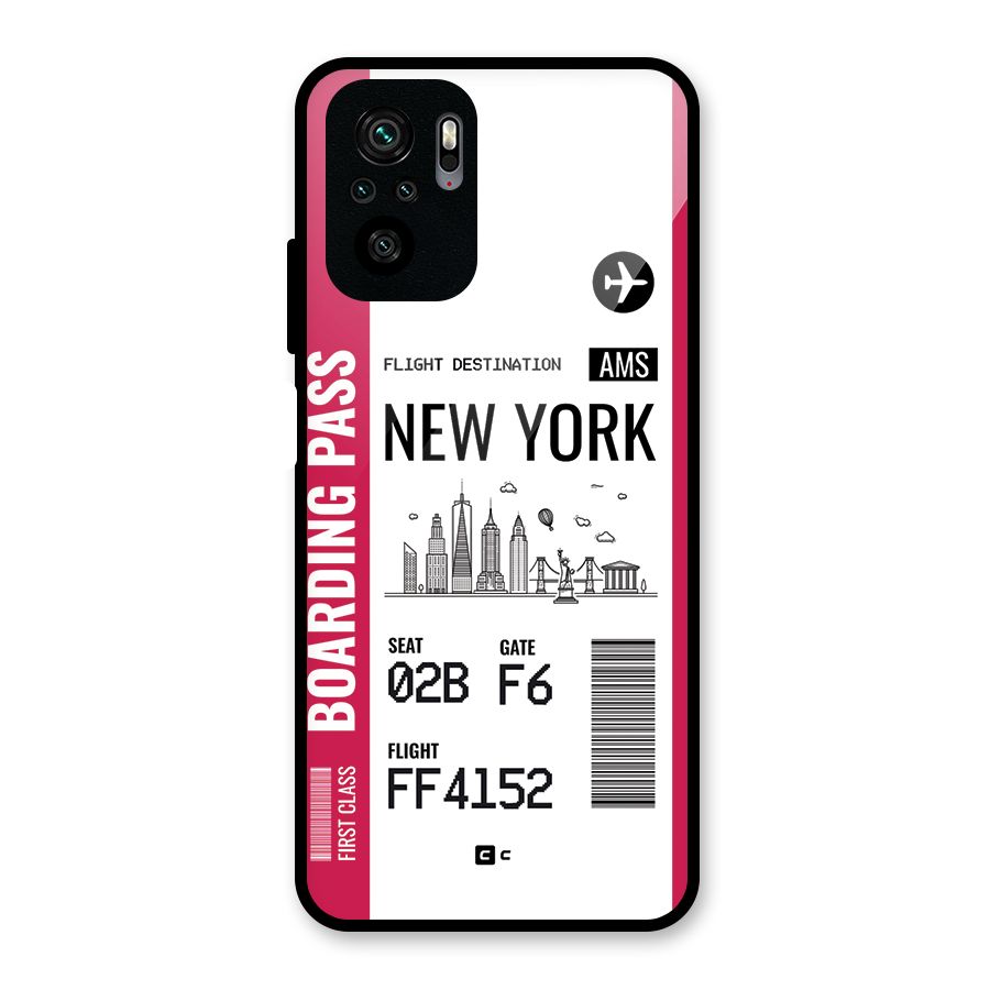 New York Boarding Pass Glass Back Case for Redmi Note 10S