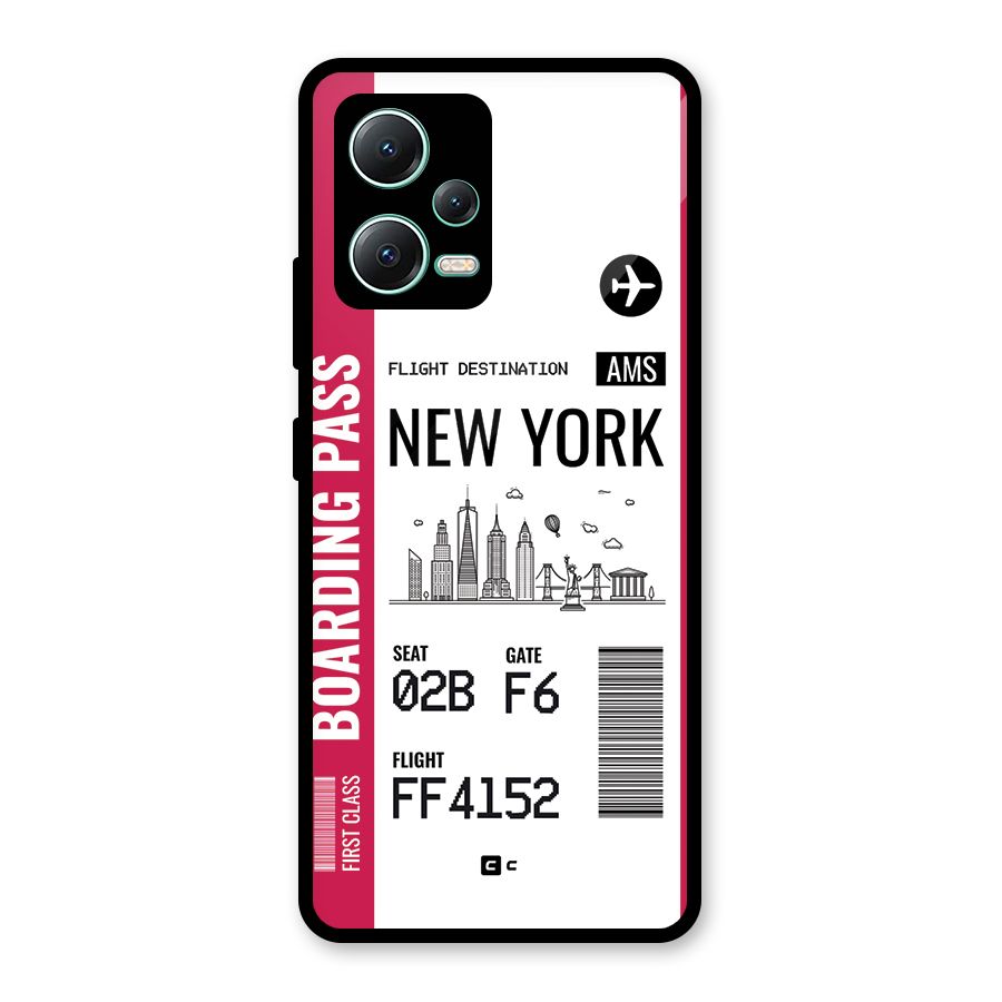 New York Boarding Pass Glass Back Case for Redmi Note 12 5G