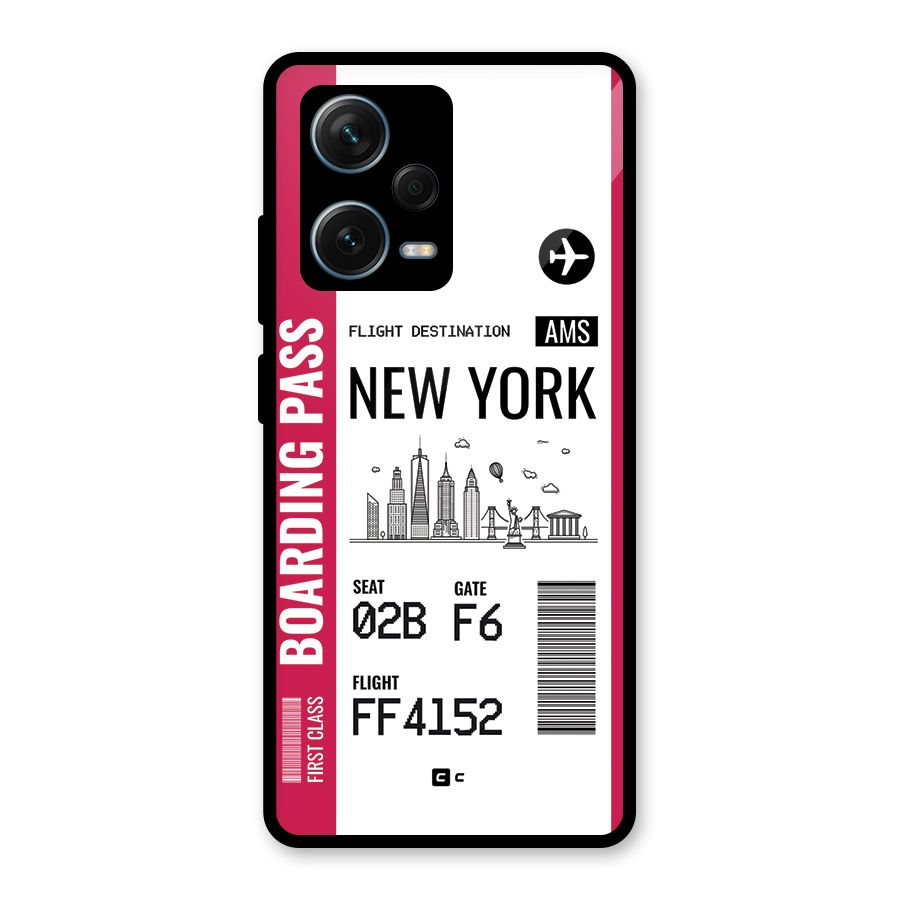 New York Boarding Pass Glass Back Case for Redmi Note 12 Pro Plus 5G