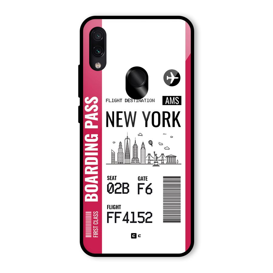 New York Boarding Pass Glass Back Case for Redmi Note 7