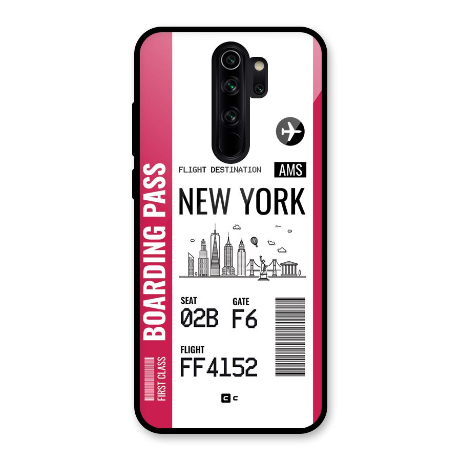 New York Boarding Pass Glass Back Case for Redmi Note 8 Pro