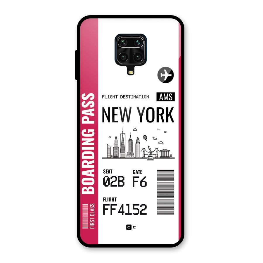 New York Boarding Pass Glass Back Case for Redmi Note 9 Pro Max