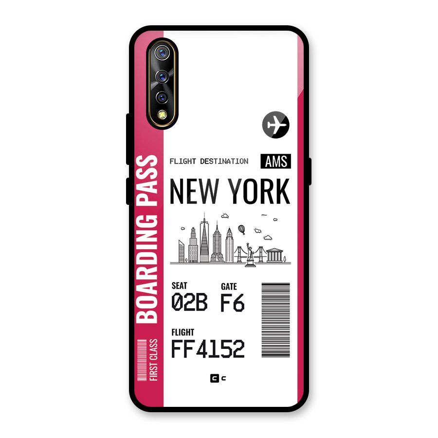 New York Boarding Pass Glass Back Case for Vivo S1