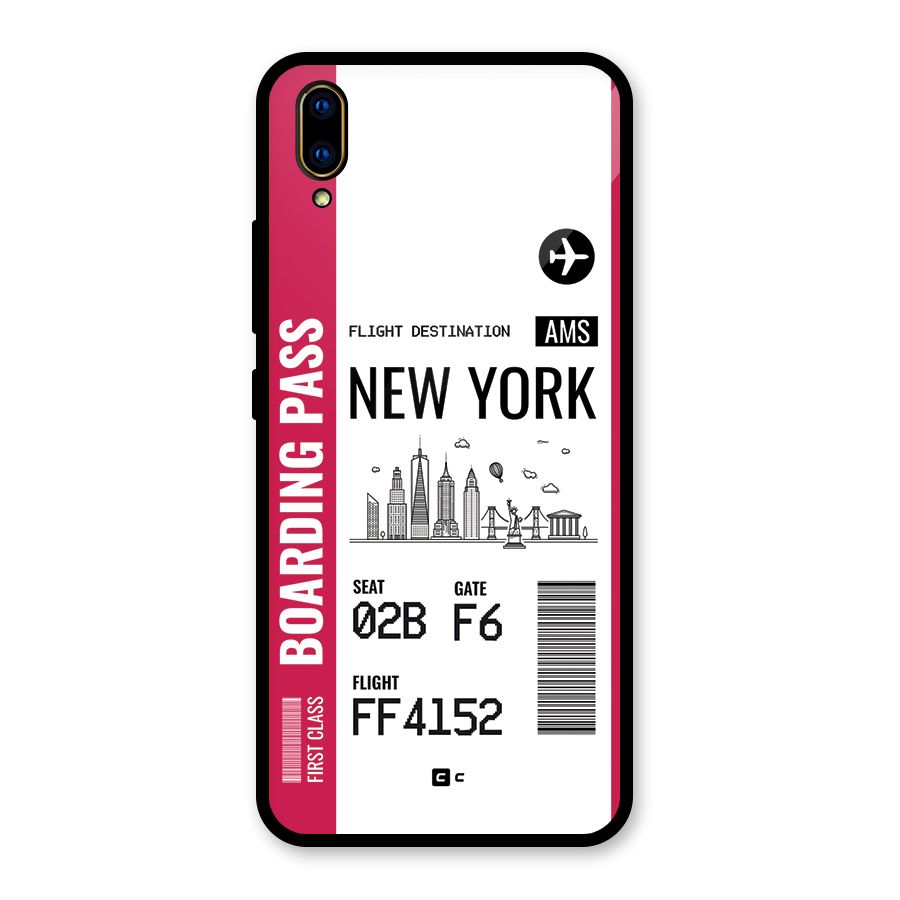 New York Boarding Pass Glass Back Case for Vivo V11 Pro