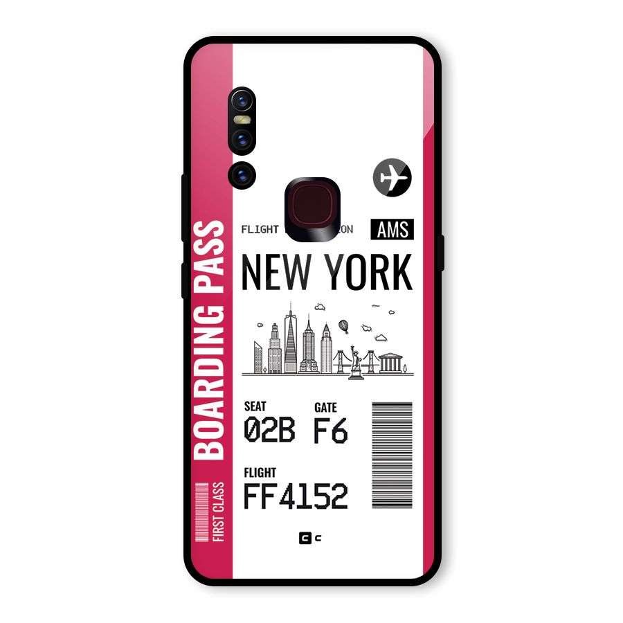 New York Boarding Pass Glass Back Case for Vivo V15