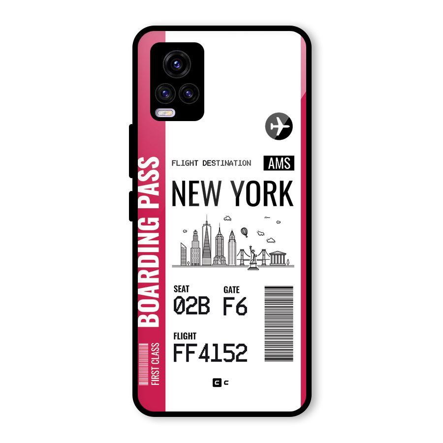 New York Boarding Pass Glass Back Case for Vivo V20