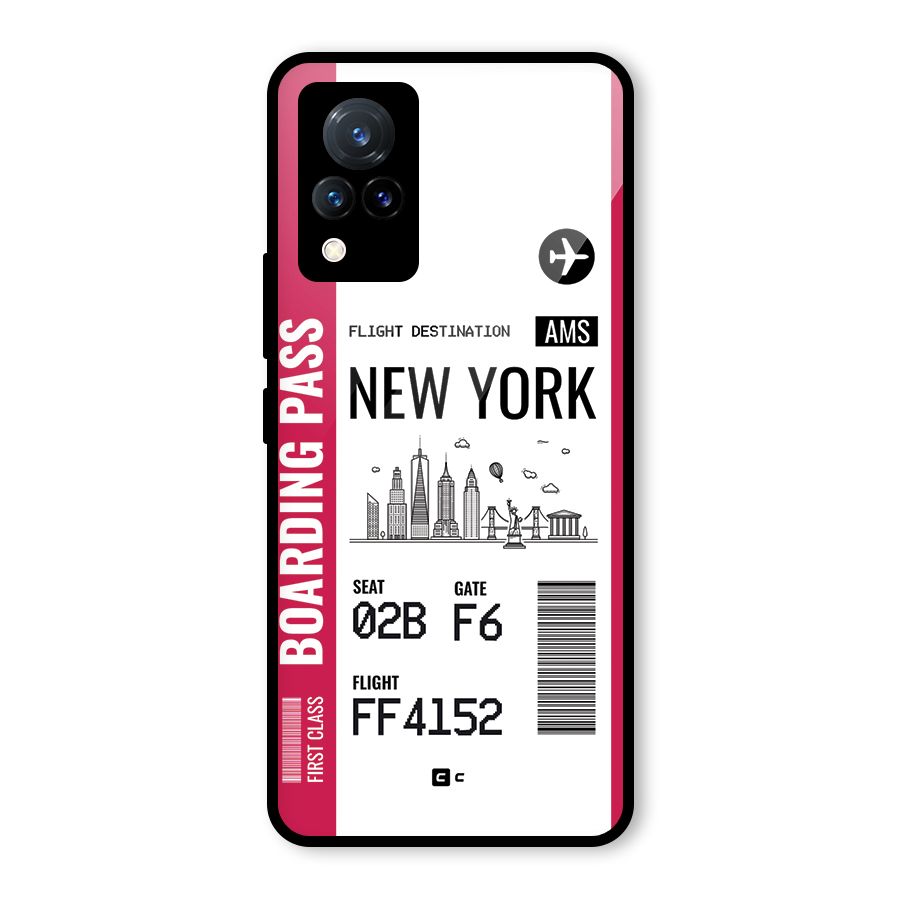 New York Boarding Pass Glass Back Case for Vivo V21 5G
