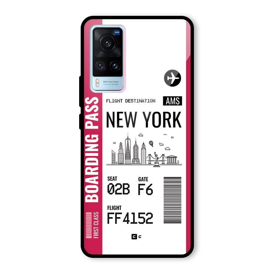 New York Boarding Pass Glass Back Case for Vivo X60