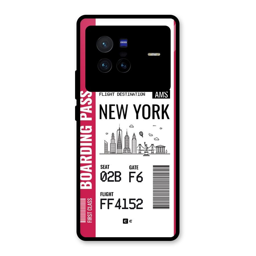 New York Boarding Pass Glass Back Case for Vivo X80