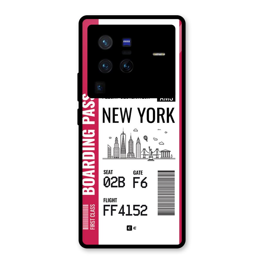 New York Boarding Pass Glass Back Case for Vivo X80 Pro