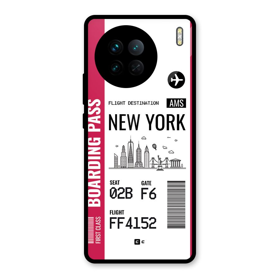 New York Boarding Pass Glass Back Case for Vivo X90