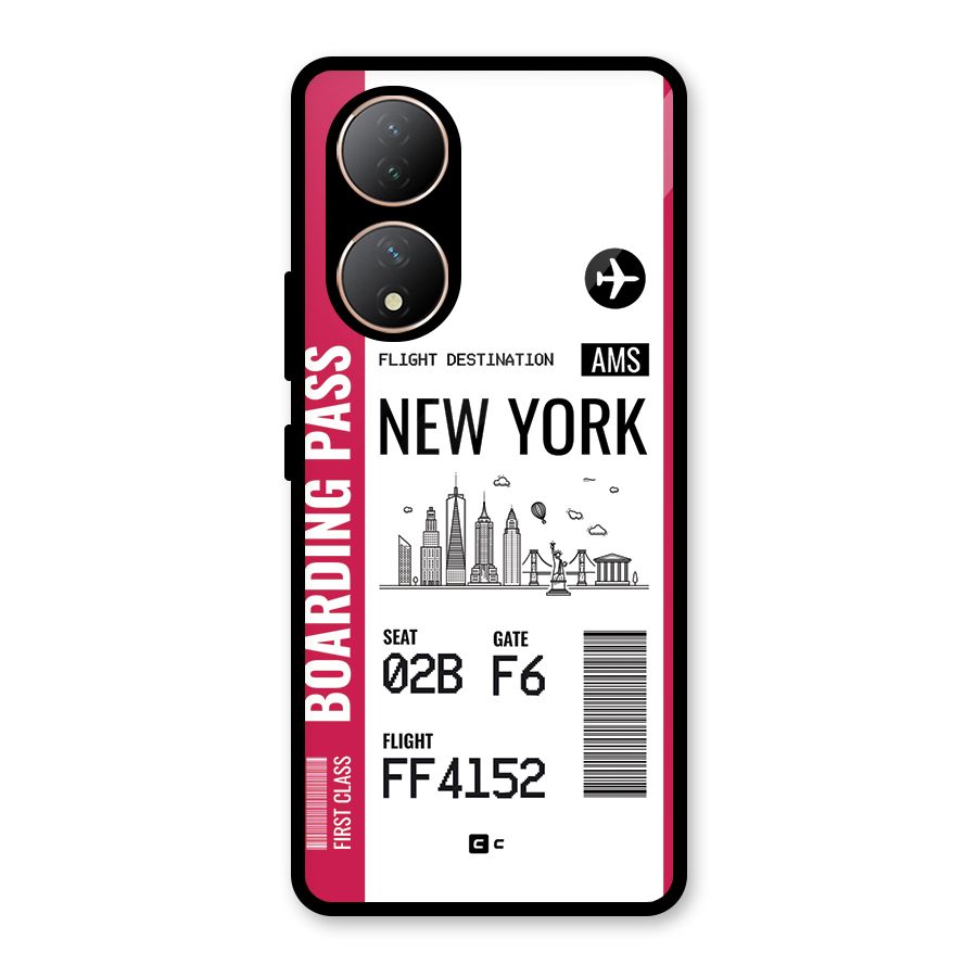 New York Boarding Pass Glass Back Case for Vivo Y100A