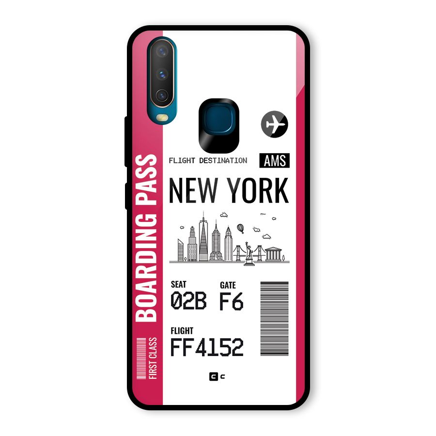 New York Boarding Pass Glass Back Case for Vivo Y15